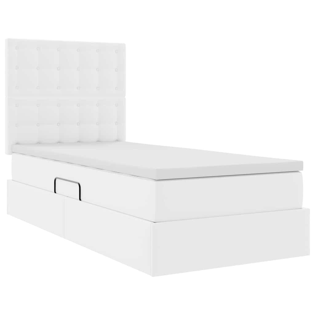 Letto con Contenitore Bianco Puro 100 x 200 cm Pelle Sintetica | homemem39