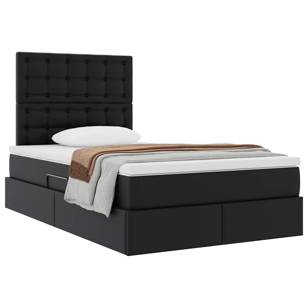 Letto con Contenitore Nero 120 x 190 cm Pelle Sintetica | homemem39