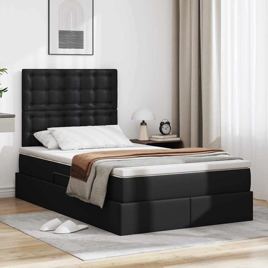 Letto con Contenitore Nero 120 x 200 cm Pelle Sintetica | homemem39
