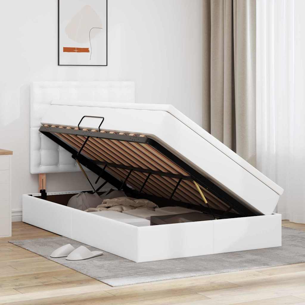 Letto con Contenitore Bianco Puro 120 x 200 cm Pelle Sintetica | homemem39