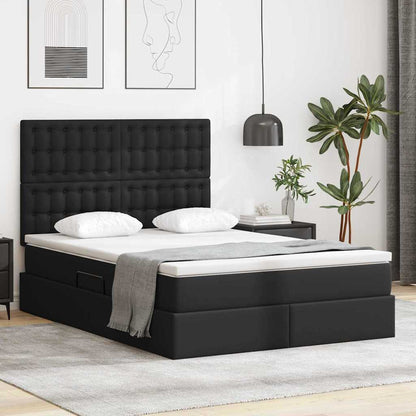 Letto con Contenitore Nero 140 x 190 cm Pelle Sintetica | homemem39
