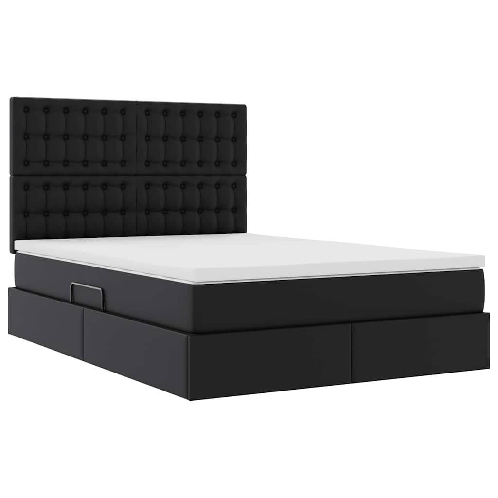 Letto con Contenitore Nero 140 x 190 cm Pelle Sintetica | homemem39