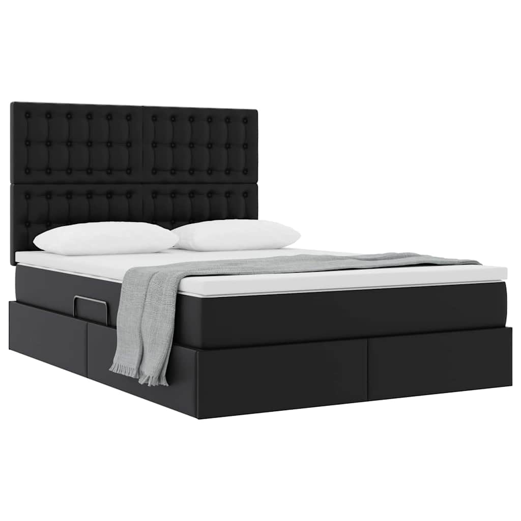 Letto con Contenitore Nero 140 x 190 cm Pelle Sintetica | homemem39