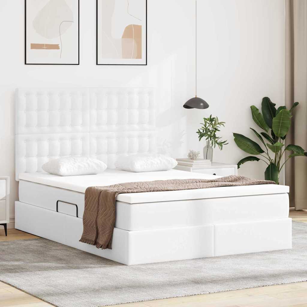 Letto con Contenitore Bianco Puro 140 x 190 cm Pelle Sintetica | homemem39
