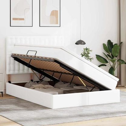 Letto con Contenitore Bianco Puro 140 x 190 cm Pelle Sintetica | homemem39
