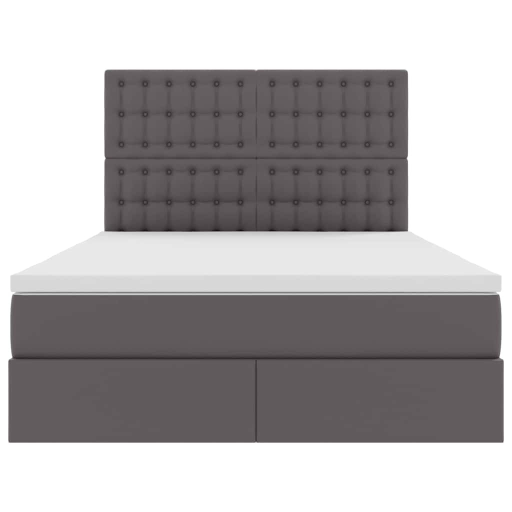 Letto con Contenitore Grigio 140 x 190 cm Pelle Sintetica | homemem39
