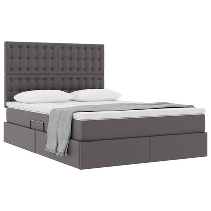 Letto con Contenitore Grigio 140 x 190 cm Pelle Sintetica | homemem39