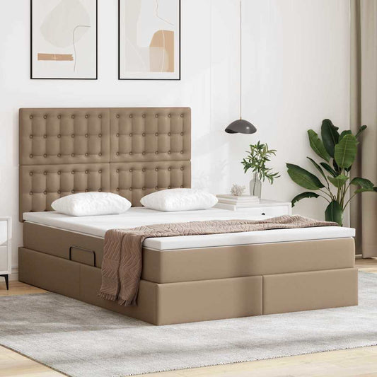 Letto con Contenitore Cappuccino 140 x 190 cm Pelle Sintetica | homemem39