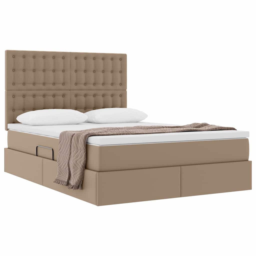 Letto con Contenitore Cappuccino 140 x 190 cm Pelle Sintetica | homemem39
