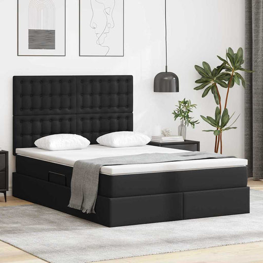 Letto con Contenitore Nero 140 x 200 cm Pelle Sintetica | homemem39