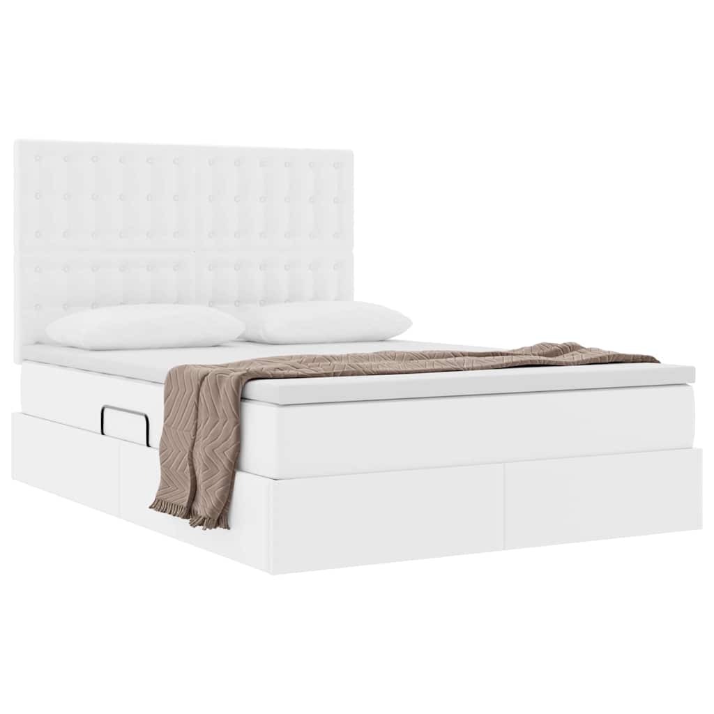 Letto con Contenitore Bianco Puro 140 x 200 cm Pelle Sintetica | homemem39