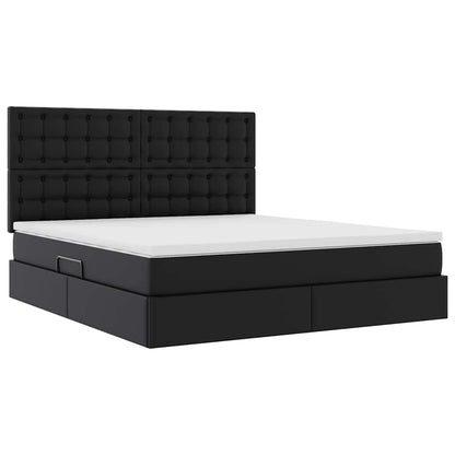 Letto con Contenitore Nero 160 x 200 cm Pelle Sintetica | homemem39
