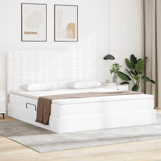 Letto con Contenitore Bianco Puro 160 x 200 cm Pelle Sintetica | homemem39