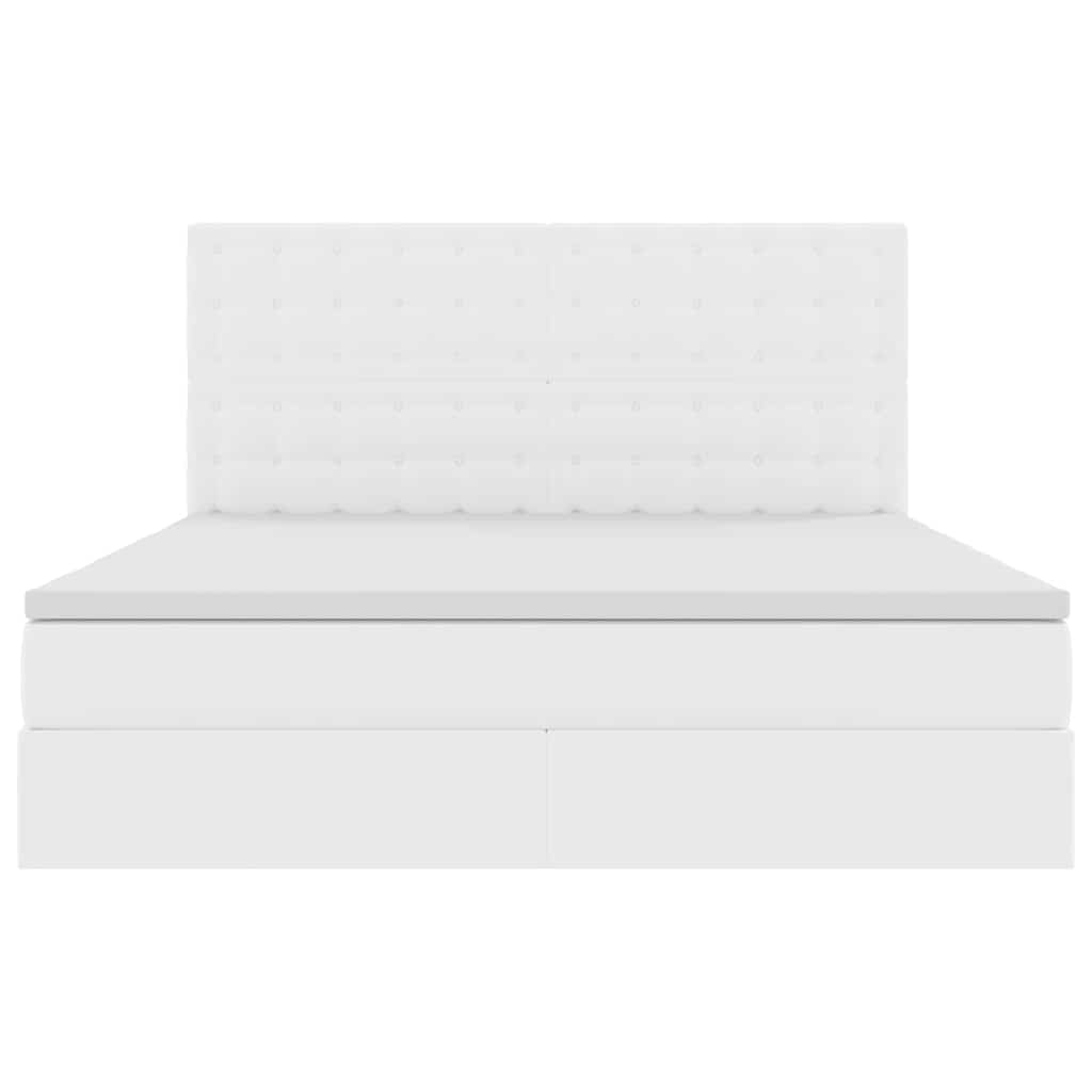 Letto con Contenitore Bianco Puro 160 x 200 cm Pelle Sintetica