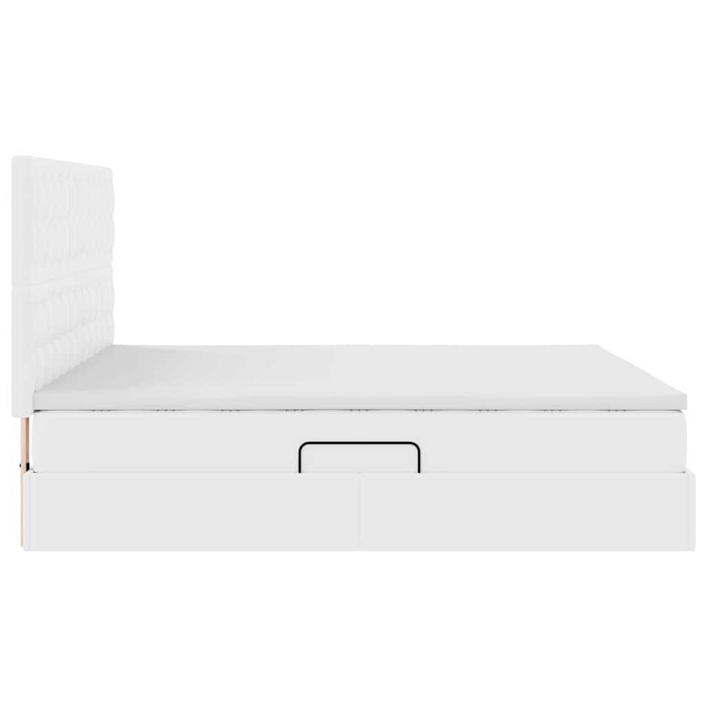 Letto con Contenitore Bianco Puro 160 x 200 cm Pelle Sintetica