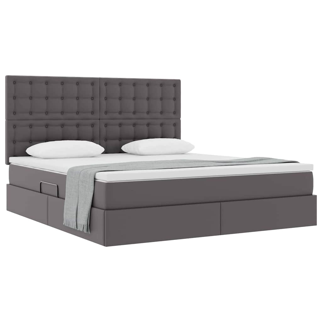 Letto con Contenitore Grigio 160 x 200 cm Pelle Sintetica | homemem39