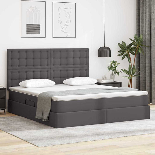 Letto con Contenitore Grigio 180 x 200 cm Pelle Sintetica | homemem39