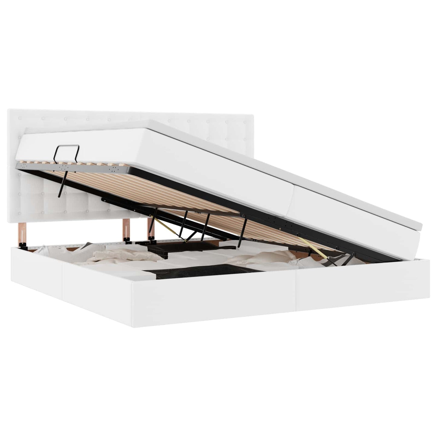 Letto con Contenitore Bianco Puro 200 x 200 cm Pelle Sintetica | homemem39