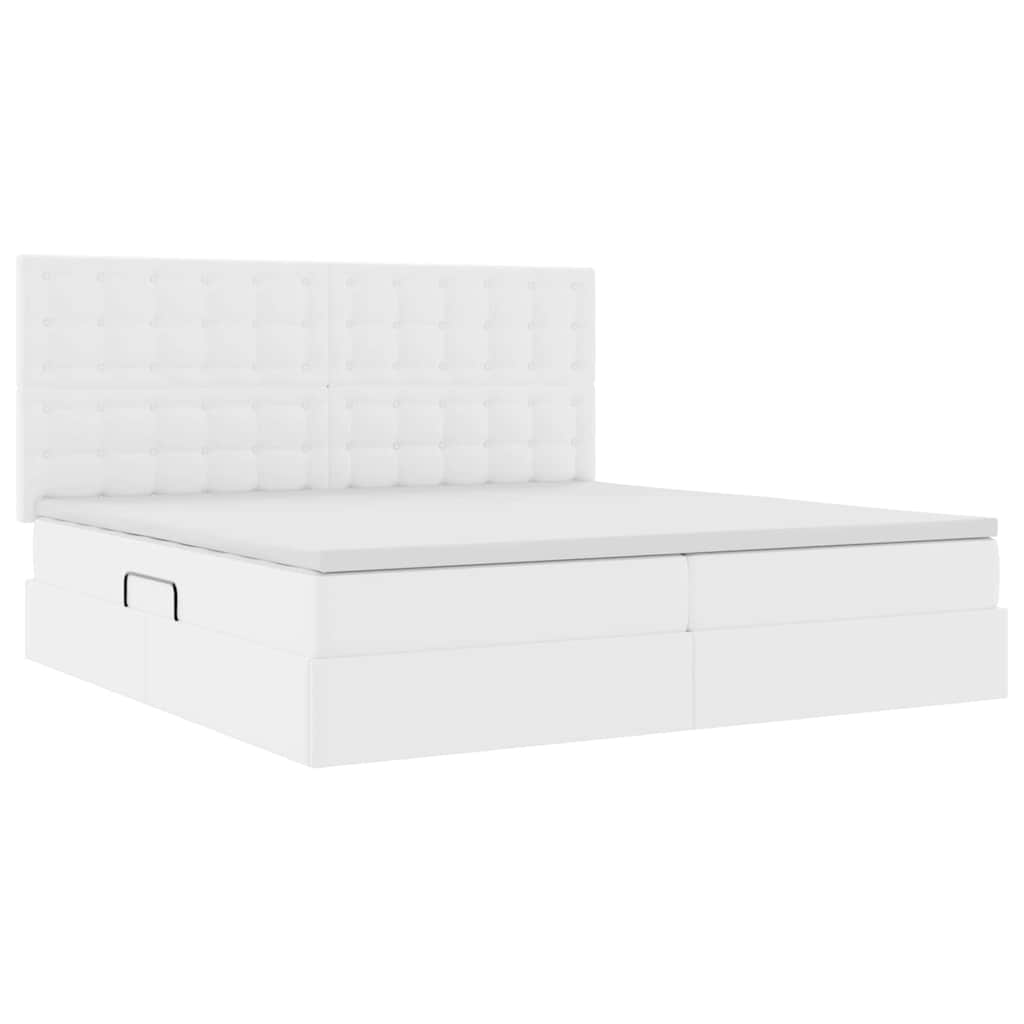 Letto con Contenitore Bianco Puro 200 x 200 cm Pelle Sintetica | homemem39