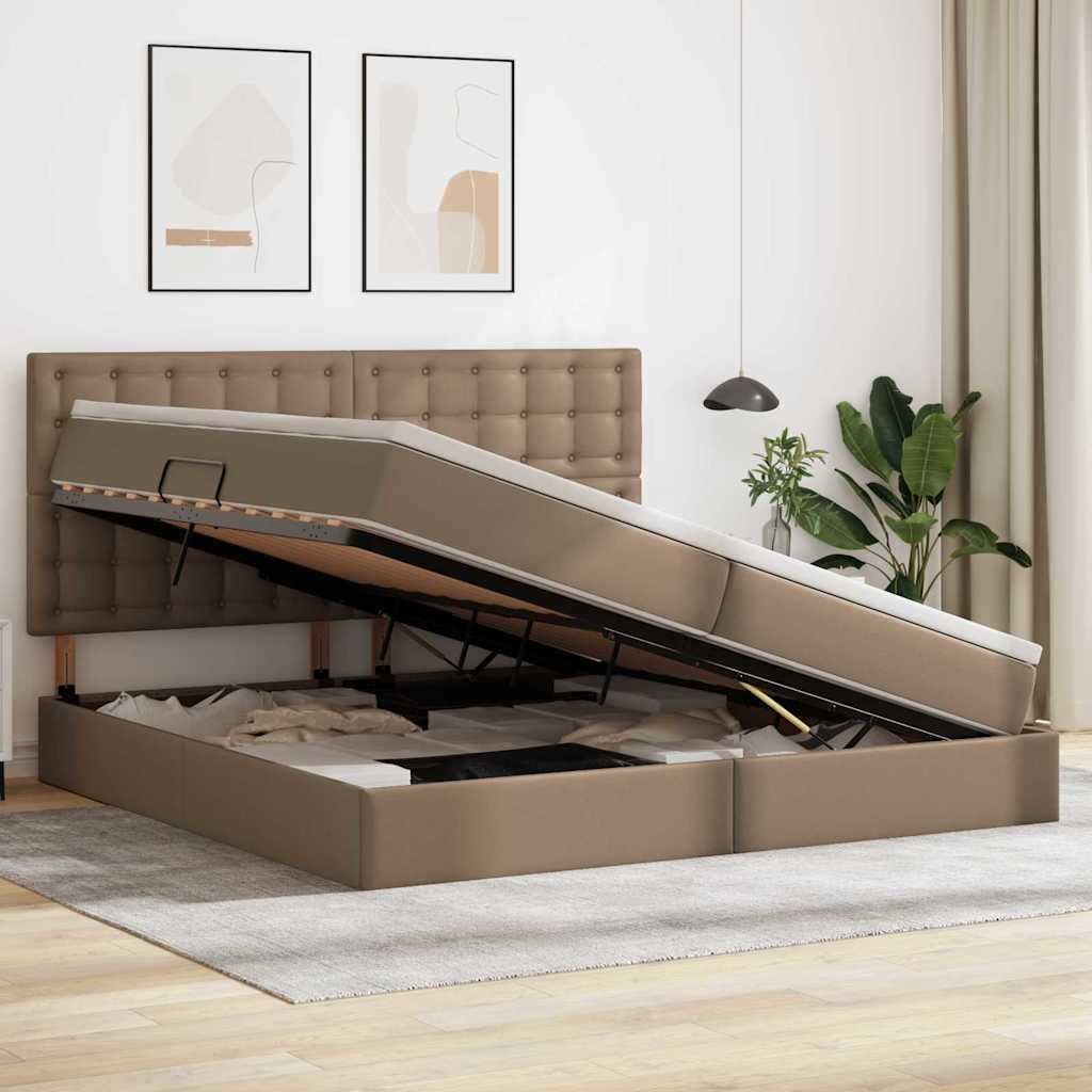 Letto con Contenitore Cappuccino 200 x 200 cm Pelle Sintetica | homemem39
