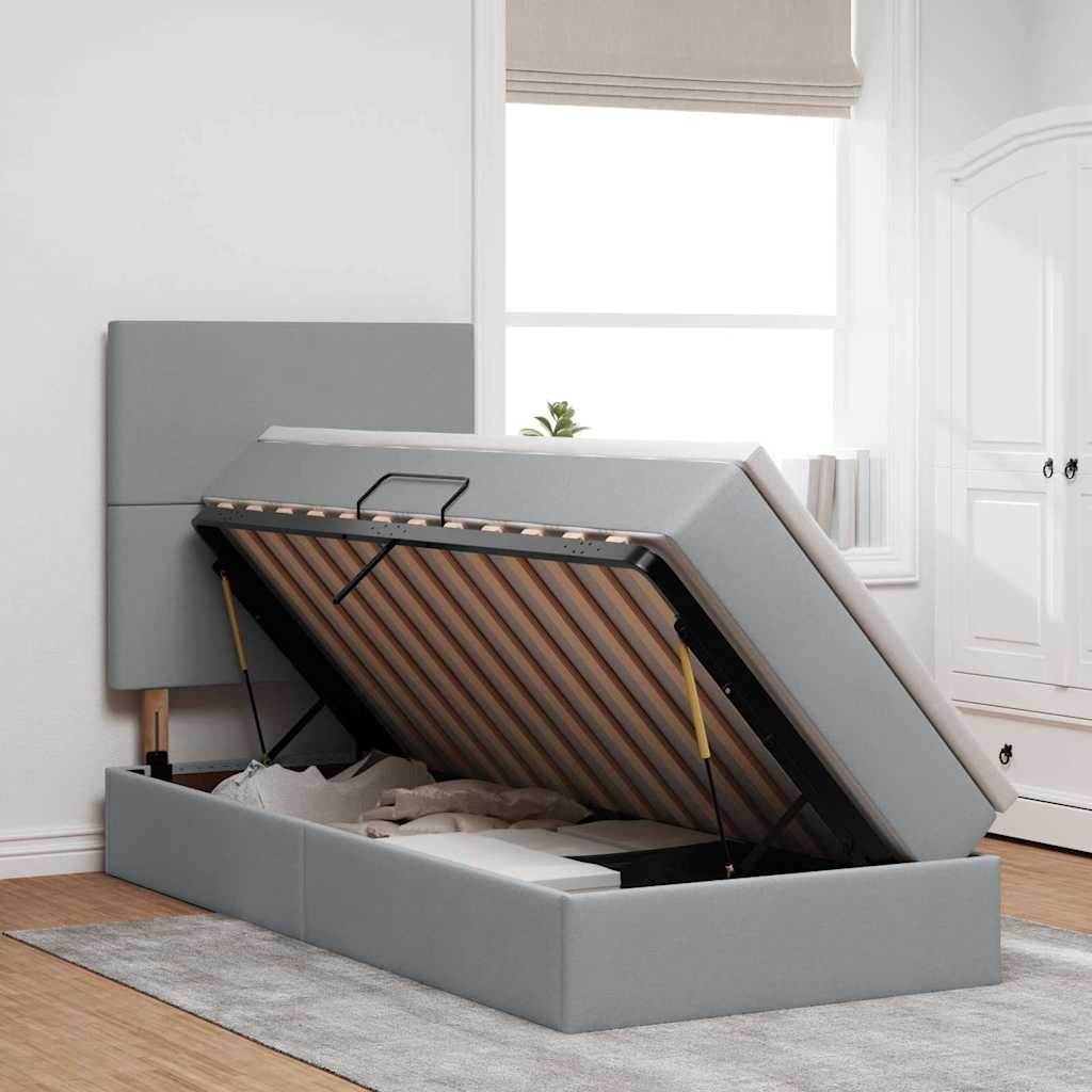 Letto con contenitore e materasso Grigio chiaro 90 x 190 cm | homemem39