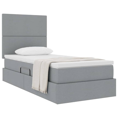 Letto con contenitore e materasso Grigio chiaro 100 x 200 cm
