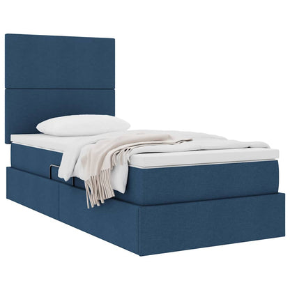 Letto con contenitore e materasso Blu 100 x 200 cm Tessuto | homemem39