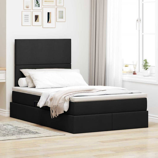 Letto con contenitore e materasso Nero 120 x 200 cm Tessuto | homemem39