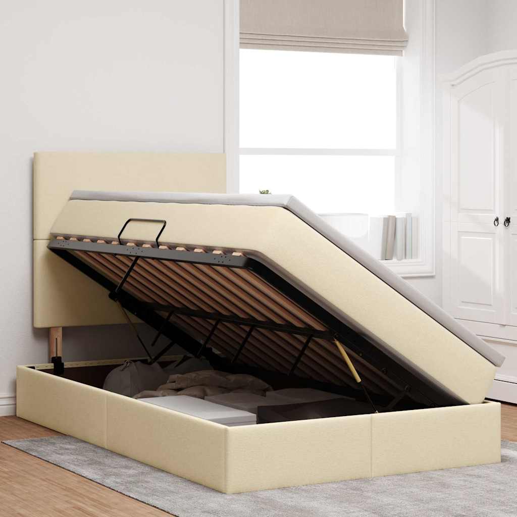 Letto con contenitore e materasso Crema 120 x 200 cm Tessuto | homemem39