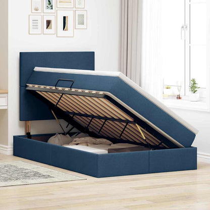 Letto con contenitore e materasso Blu 120 x 200 cm Tessuto | homemem39