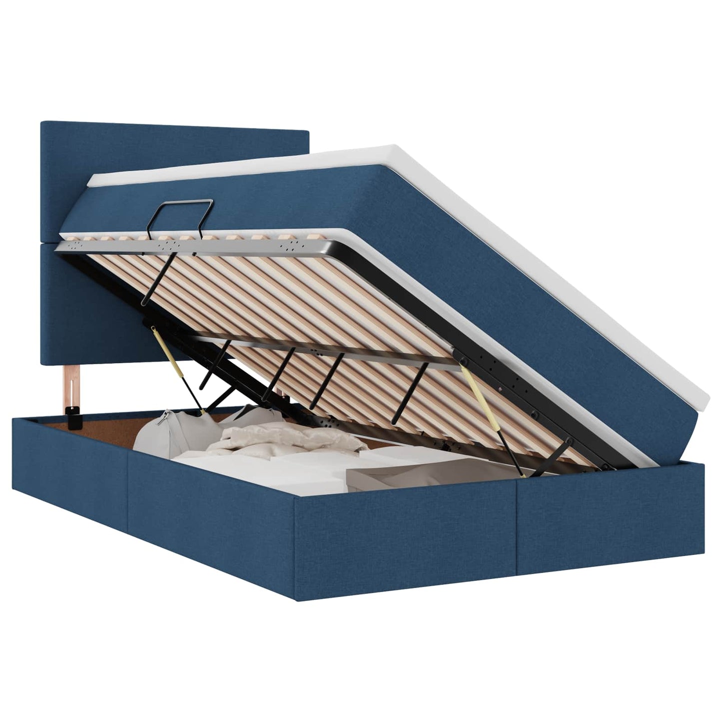 Letto con contenitore e materasso Blu 120 x 200 cm Tessuto | homemem39