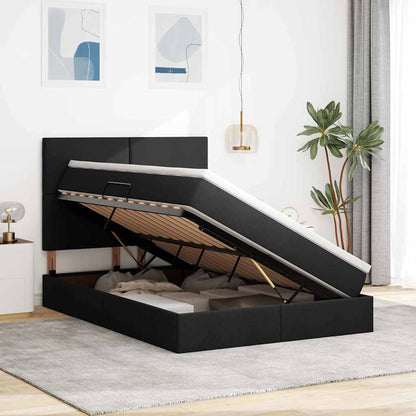 Letto con contenitore e materasso Nero 140 x 190 cm Tessuto | homemem39