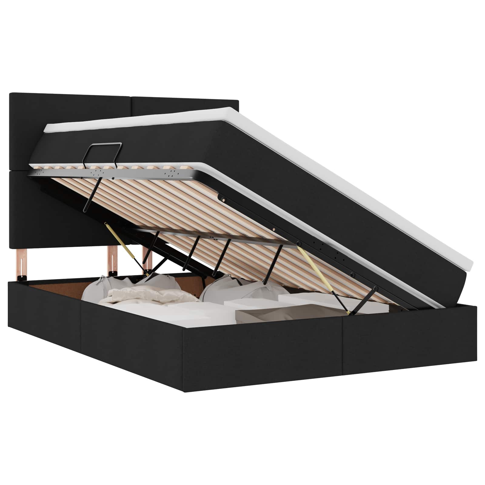 Letto con contenitore e materasso Nero 140 x 190 cm Tessuto | homemem39