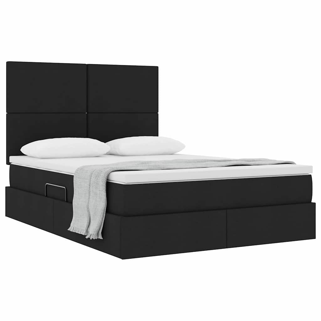 Letto con contenitore e materasso Nero 140 x 190 cm Tessuto | homemem39