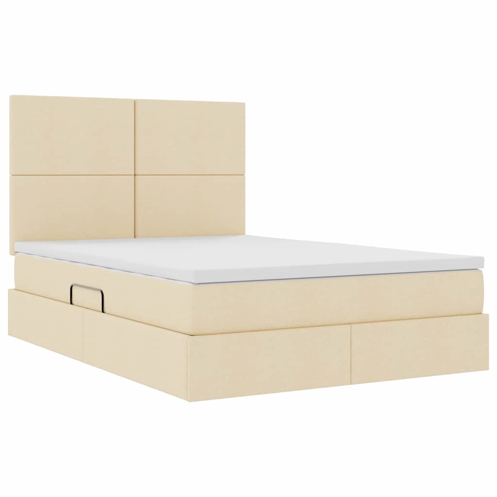 Letto con contenitore e materasso Crema 140 x 190 cm Tessuto | homemem39
