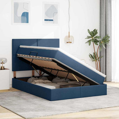 Letto con contenitore e materasso Blu 140 x 190 cm Tessuto | homemem39
