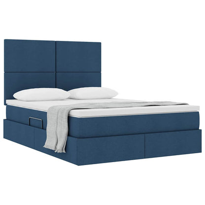 Letto con contenitore e materasso Blu 140 x 190 cm Tessuto | homemem39