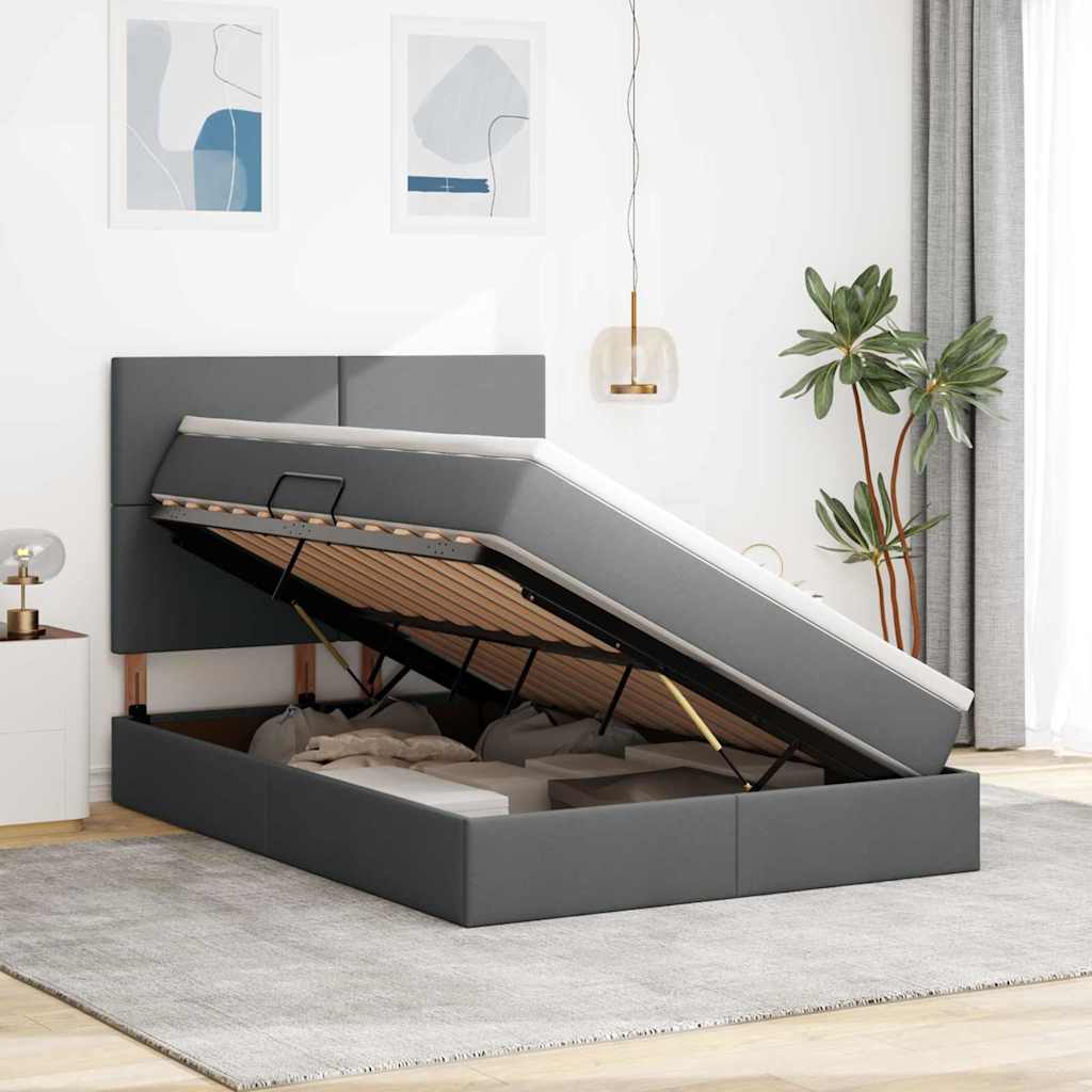 Letto con contenitore e materasso Grigio scuro 140 x 200 cm | homemem39
