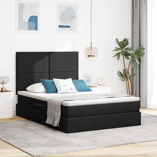 Letto con contenitore e materasso Nero 140 x 200 cm Tessuto | homemem39