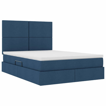 Letto con contenitore e materasso Blu 140 x 200 cm Tessuto | homemem39