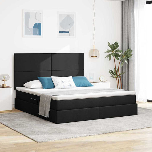 Letto con contenitore e materasso Nero 160 x 200 cm Tessuto | homemem39