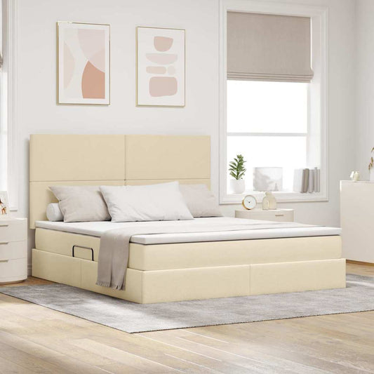 Letto con contenitore e materasso Crema 160 x 200 cm Tessuto | homemem39