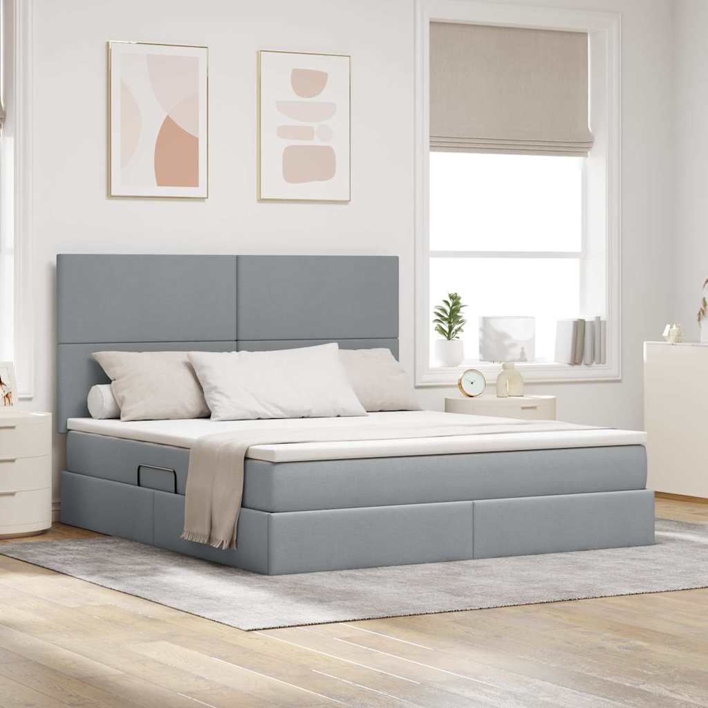 Letto con contenitore e materasso Grigio chiaro 180 x 200 cm | homemem39
