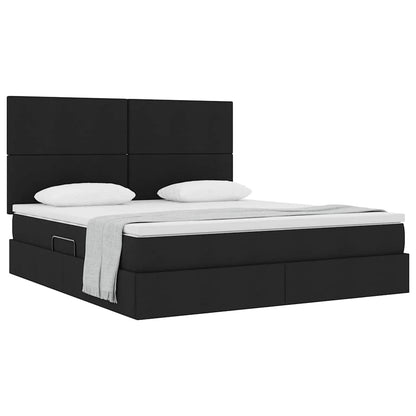 Letto con contenitore e materasso Nero 180 x 200 cm Poliestere