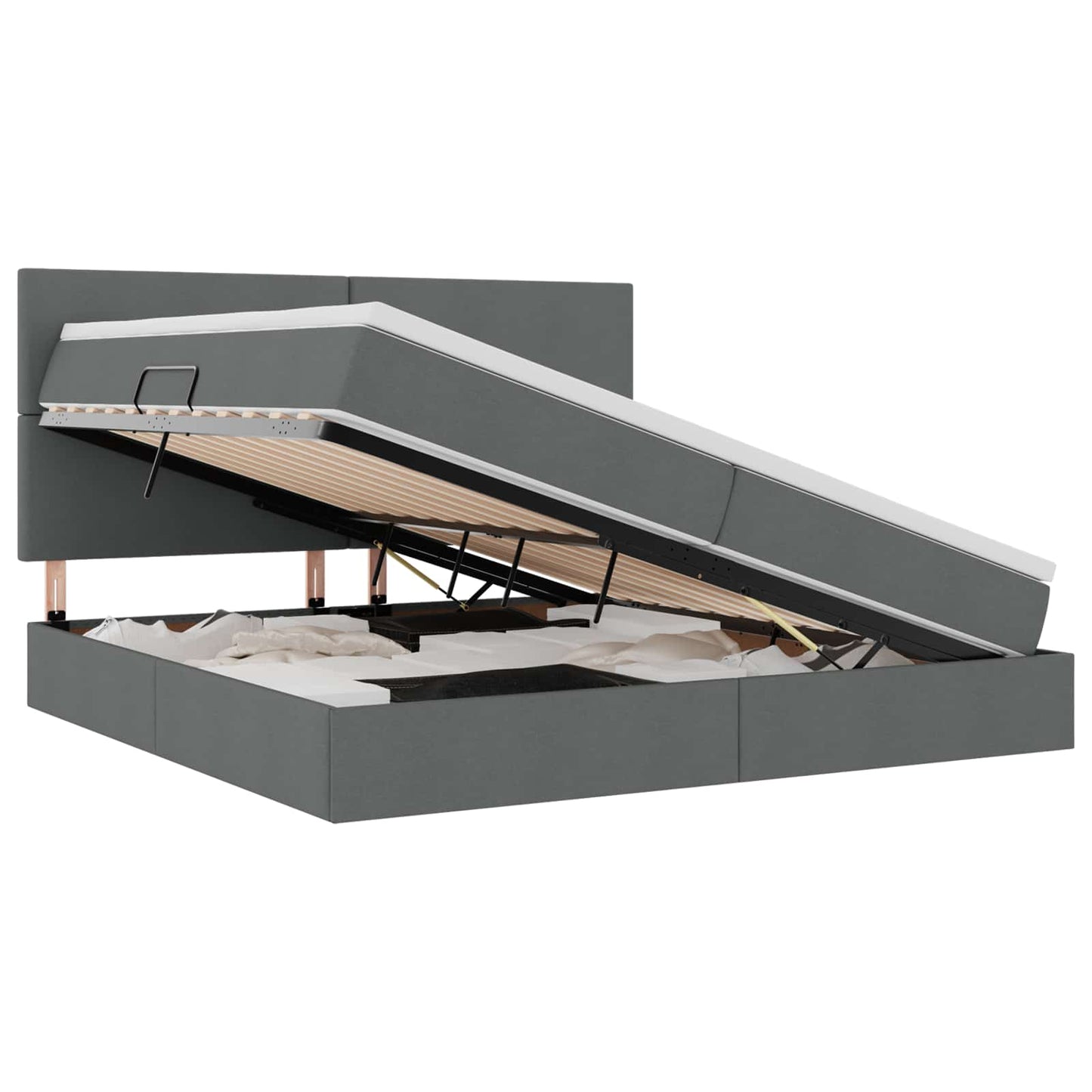Letto con contenitore e materasso Grigio scuro 200 x 200 cm