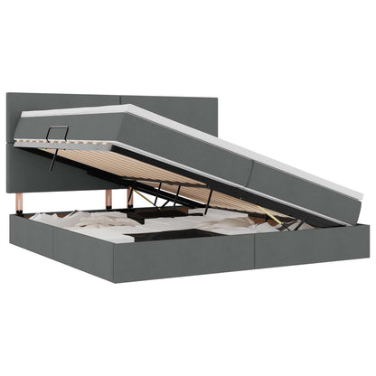 Letto con contenitore e materasso Grigio scuro 200 x 200 cm