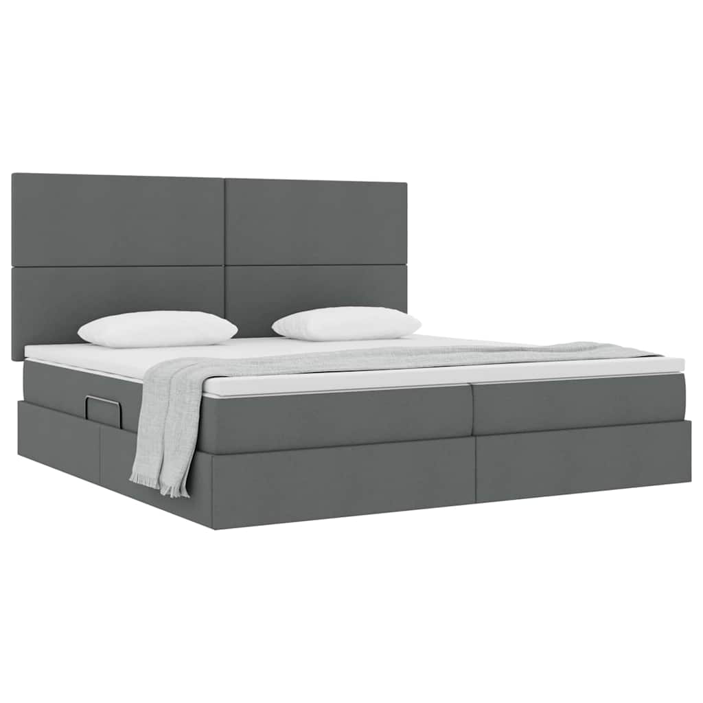 Letto con contenitore e materasso Grigio scuro 200 x 200 cm