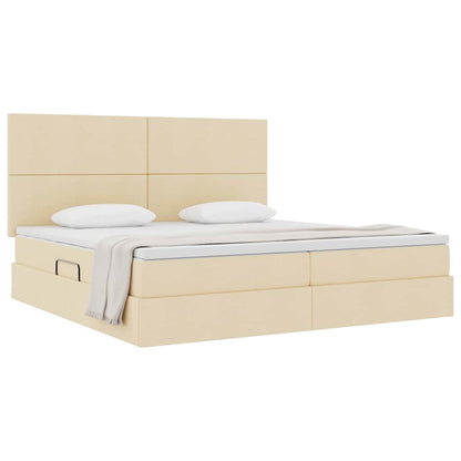 Letto con contenitore e materasso Crema 200 x 200 cm Tessuto | homemem39