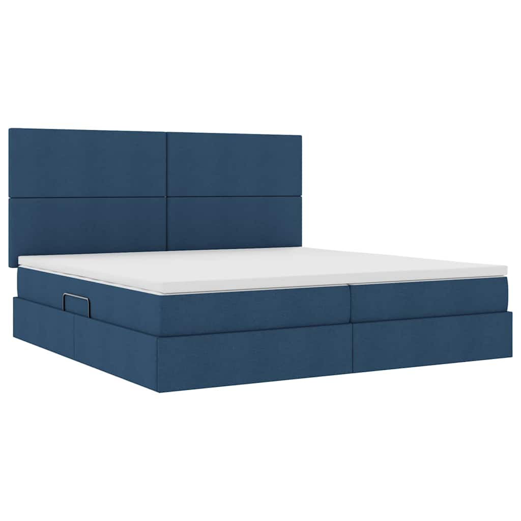 Letto con contenitore e materasso Blu 200 x 200 cm Tessuto | homemem39