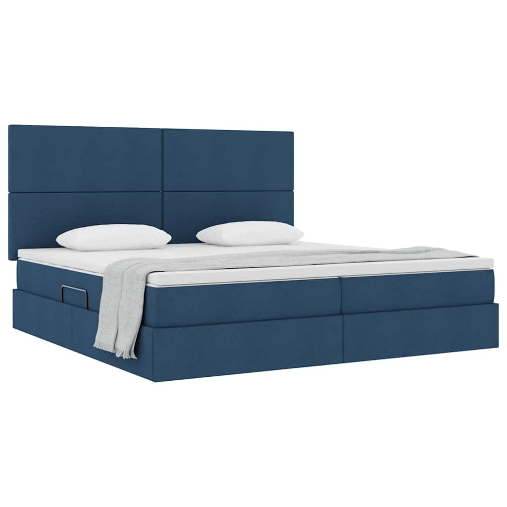 Letto con contenitore e materasso Blu 200 x 200 cm Tessuto | homemem39